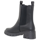 Black Faux Leather Size 6 Women's Chunky Platform Chelsea Boots Elastic Side Panel