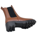 Brown Faux Leather Size 7.5 Women's Chunky Platform Chelsea Boots Elastic Side Panel
