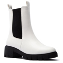 White Faux Leather Size 6.5 Women's Chunky Platform Chelsea Boots Elastic Side Panel