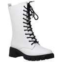 White Faux Leather Size 6 Women's Chunky Platform Lace-up Boots