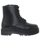 Black Faux Leather Size 10 Women's Chunky Platform Lace-up Booties