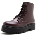 Burgundy Size 7 Women's Chunky Platform Lace-up Booties