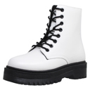 White Faux Leather Size 6 Women's Chunky Platform Lace-up Booties