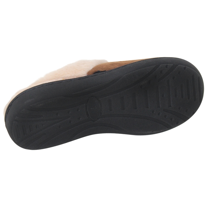Fuzzy Clog Slippers Closed Toe Flats Two-Tone Fur-Collar
