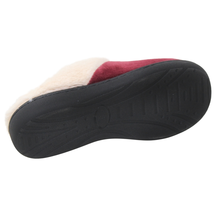 Fuzzy Clog Slippers Closed Toe Flats Two-Tone Fur-Collar