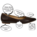  SOBEYO Genuine Leather Pointed Toe Flats Memory Foam Cushion