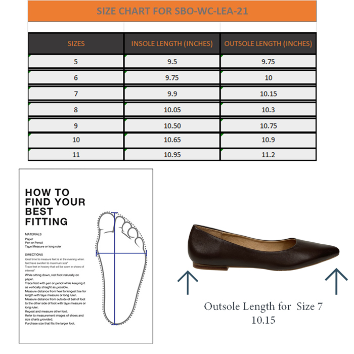 SOBEYO Genuine Leather Pointed Toe Flats Memory Foam Cushion