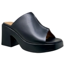 Black Leather Size 6 SOBEYO Genuine Leather One-Band Platform Sandals Bell-Shape Chunky Heels