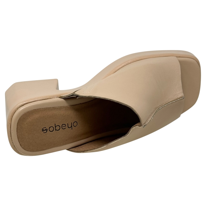 SOBEYO Genuine Leather One-Band Platform Sandals Bell-Shape Chunky Heels