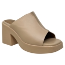 Tan Leather Size 9 SOBEYO Genuine Leather One-Band Platform Sandals Bell-Shape Chunky Heels