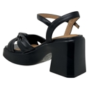Black Leather Size 10 SOBEYO Genuine Leather Criss-Cross Sandals Bell-Shape Chunky Heels