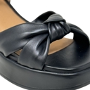 Black Leather Size 4 SOBEYO Genuine Leather Criss-Cross Sandals Bell-Shape Chunky Heels
