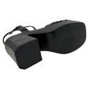 Black Leather Size 4 SOBEYO Genuine Leather Criss-Cross Sandals Bell-Shape Chunky Heels