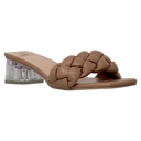 Tan Size 7 SOBEYO Women's Strappy Low Clear Heels Sandals Braided