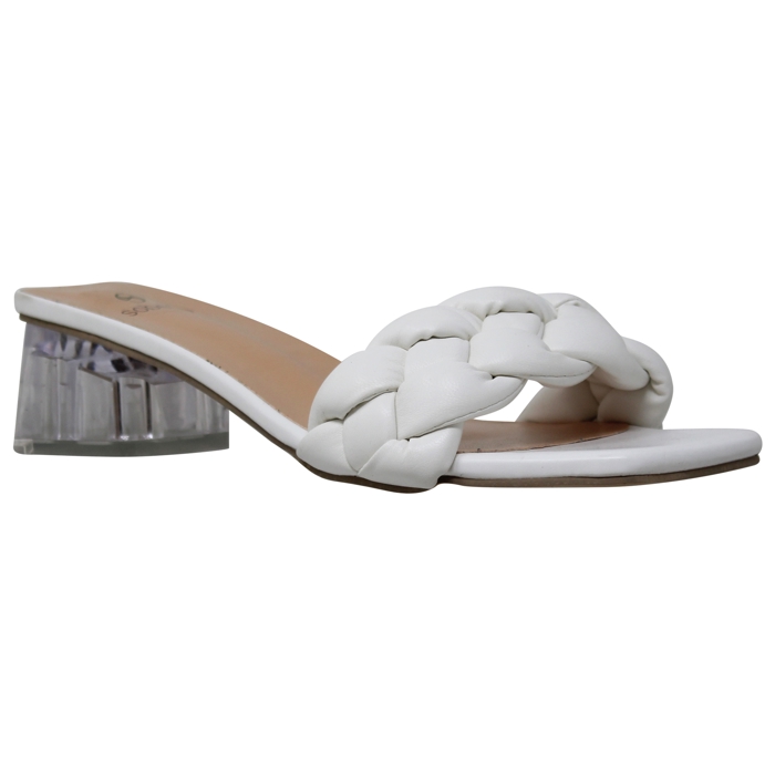 SOBEYO Women's Strappy Low Clear Heels Sandals Braided