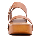 Tan Size 5 Slide Double Buckle Adjustable Straps Platform Sandals