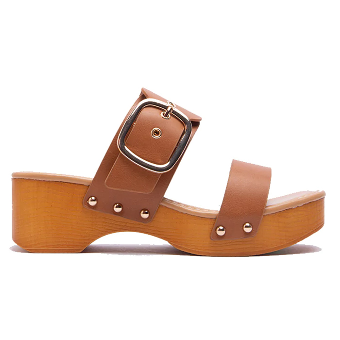 Slide Double Buckle Adjustable Straps Platform Sandals