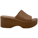 Light Brown Size 11 SOBEYO Women's One Band Slide Wedge Platform Sandals
