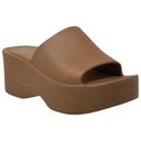 Light Brown Size 8 SOBEYO Women's One Band Slide Wedge Platform Sandals