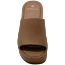 Light Brown Size 9 SOBEYO Women's One Band Slide Wedge Platform Sandals