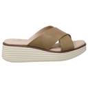Tan Size 8 SOBEYO Women's Criss Cross Platform Sandals Striped Sole Accent