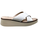 White Size 11 SOBEYO Women's Criss Cross Platform Sandals Striped Sole Accent