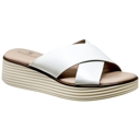 White Size 5 SOBEYO Women's Criss Cross Platform Sandals Striped Sole Accent