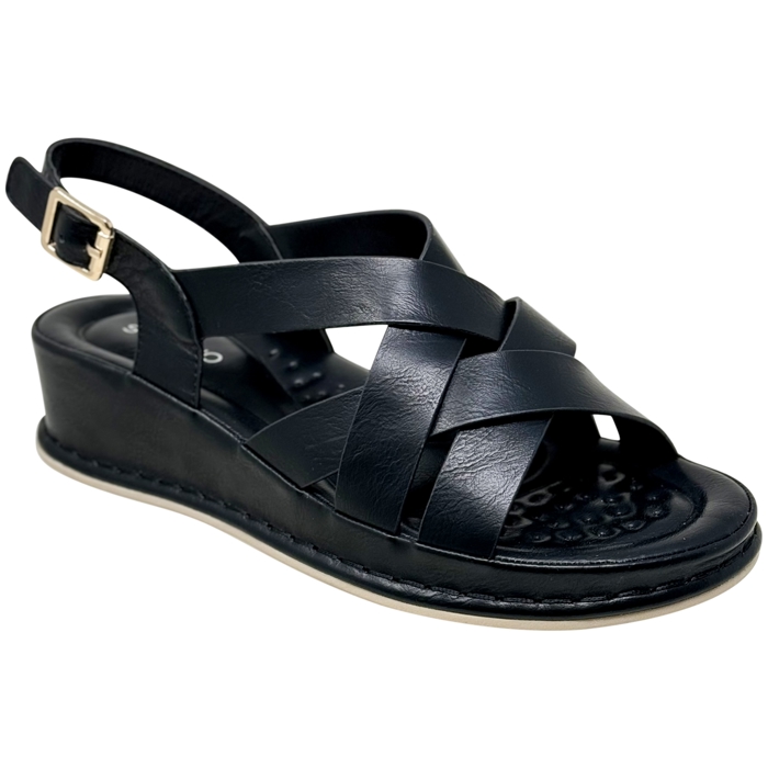 SOBEYO Women's Strappy Wedge Sandals Footbed Cushion Sling Back