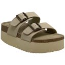 Beige Suede Size 11 SOBEYO Women's Cow Suede Cork Footbed Platform Sandals