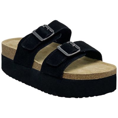 SOBEYO Women's Cow Suede Cork Footbed Platform Sandals