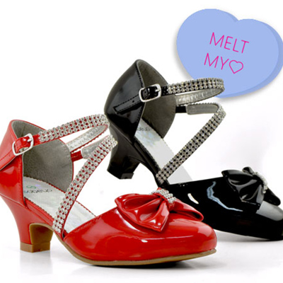 	Kids Dress Shoes Rhinestone Bow Accent Kitten Heel Glitter Sandals 