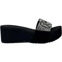 Black Size 5.5 Women's Slide Sandals Floral Beaded Rhinestone Strap Lightweight