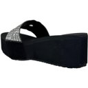 Black Size 7 Women's Slide Sandals Floral Beaded Rhinestone Strap Lightweight