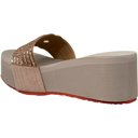 Gold Size 6.5 Women's Slide Sandals Floral Beaded Rhinestone Strap Lightweight