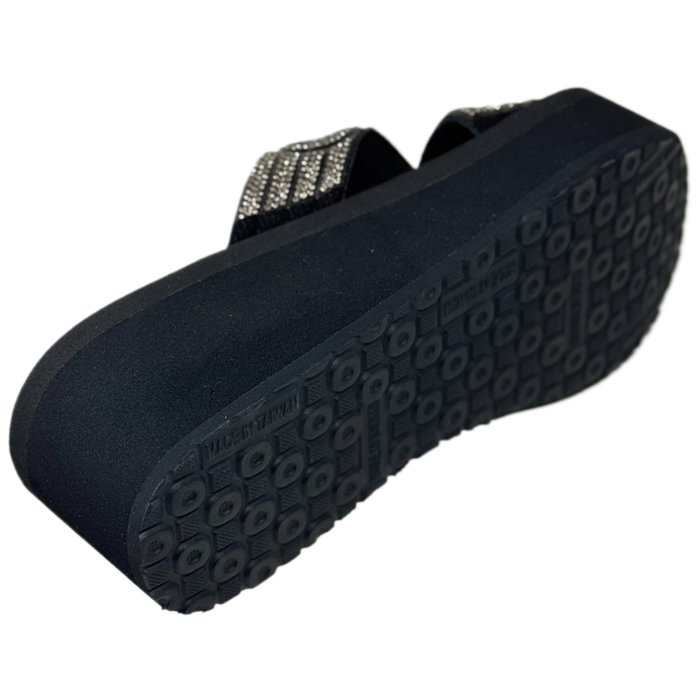 Women's Rhinestone Crisscross Strap Slide Wedge Sandals