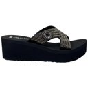 Black Size 7 Women's Rhinestone Crisscross Strap Slide Wedge Sandals