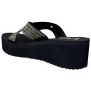 Black Size 7 Women's Rhinestone Crisscross Strap Slide Wedge Sandals