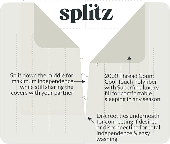 Splitz® Oversized Comforter for Couples, Pet Owners & Co-sleeping Families