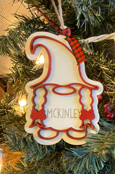 Gnome Ornament. Personalized Christmas Gift. Children's Ornament. Personalized Ornament