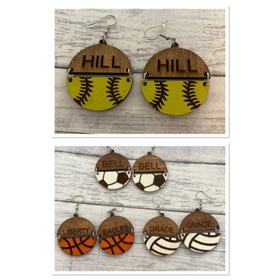 Sports Earrings. Personalized Earrings. Gift for her.