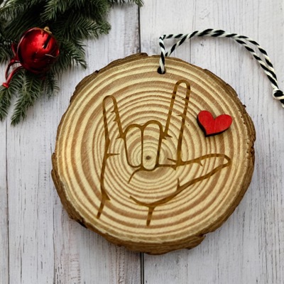 I love you ornament. Christmas Gift. ASL gift. Sign Language. Valentine Gift