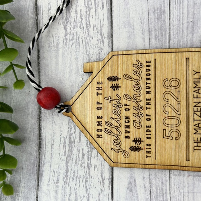 Personalized Zip Code Ornament. Family Christmas Ornament. Naughty Ornament.