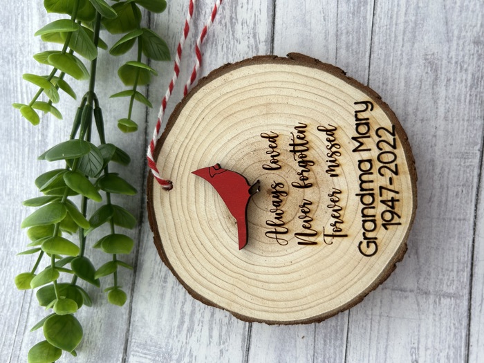 Personalized Cardinal Ornament. Memorial Ornament. Personalized Christmas Gift. 
