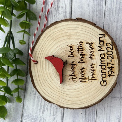 Personalized Cardinal Ornament. Memorial Ornament. Personalized Christmas Gift. 