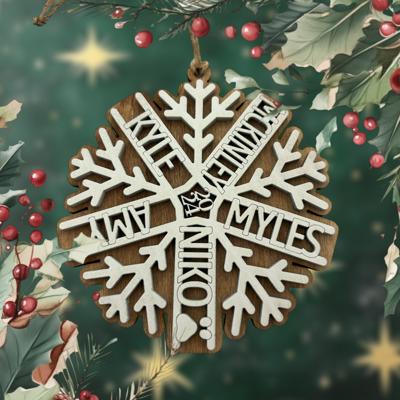 Personalized Snowflake Ornament. Family Name Ornament. Personalized Christmas Gift. 