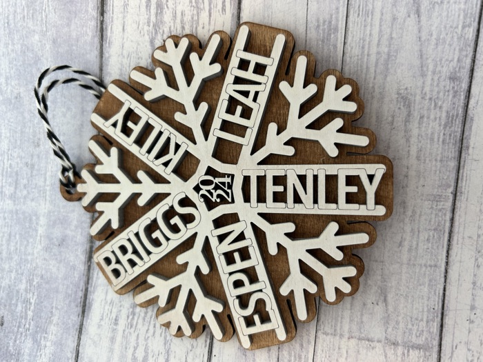 Personalized Snowflake Ornament. Family Name Ornament. Personalized Christmas Gift. 