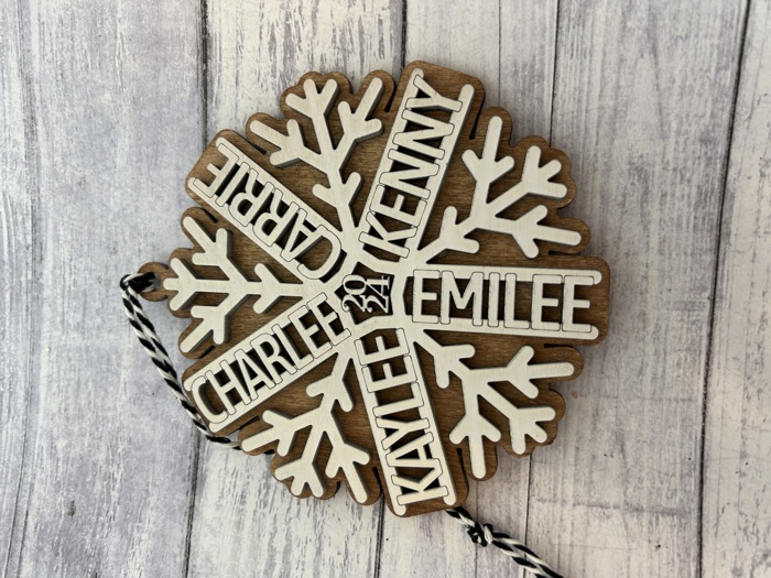 Personalized Snowflake Ornament. Family Name Ornament. Personalized Christmas Gift. 