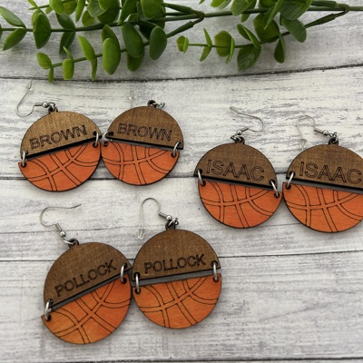 Basketball Personalized Earrings. Basketball Earrings. Personalized Gift. 