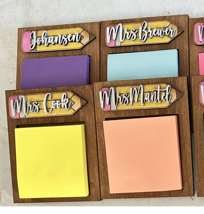 Personalized Post It Note holders. Teacher Gift. Personalized Gift. Teacher Appreciation