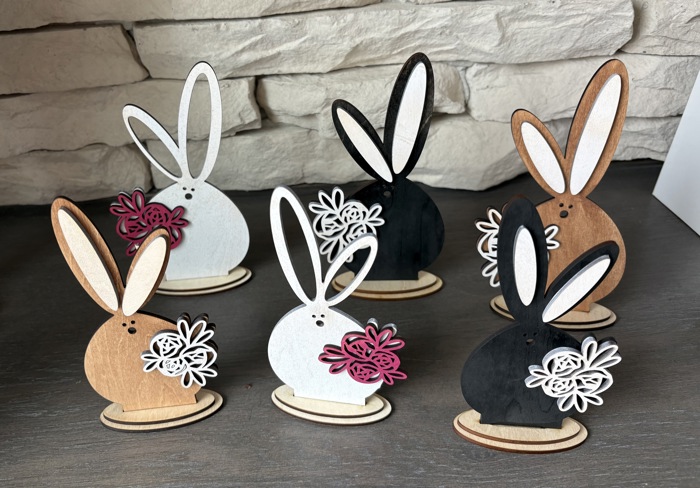Bunny art. Easter Decor. Floral Bunnies. Spring Decor.